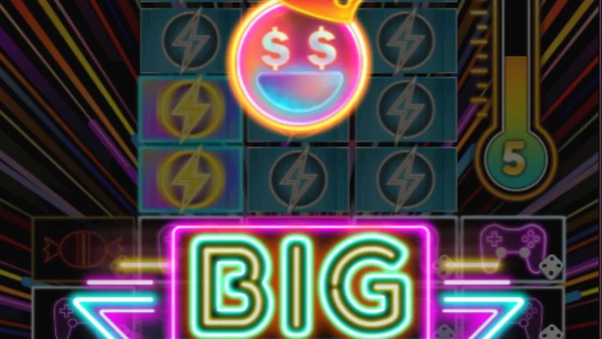 Tampilan visual neon dan futuristik dari slot Dopamine Rush Dice